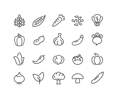 Editable Stroke - Vegetables - Line Icons