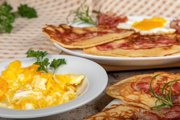 istock Plate of pancakes with bacon. 1329233373