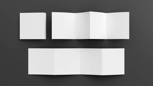 istock Square  zigzag or accordion fold brochure. Four panels, eight pages blank leaflet. Mock up on CCC background for presentation design. Folded, front and back side.. 1329236864