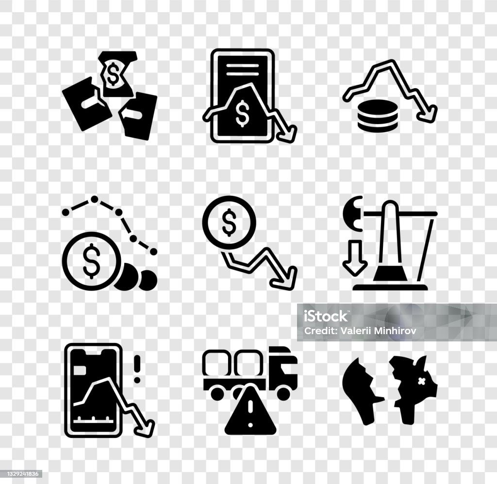Set Tearing Money Banknote Mobile Stock Trading Dollar Rate Decrease ...