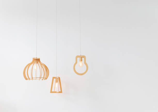 Suspended wooden lamp hanging light interior