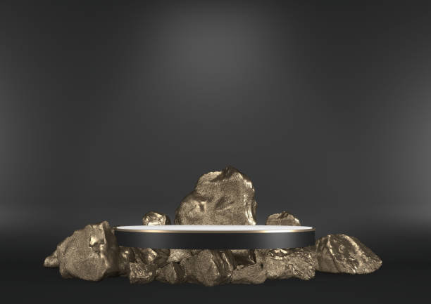 istock Modern granite,Victory podium show cosmetic product geometric. 3D rendering 1329245117