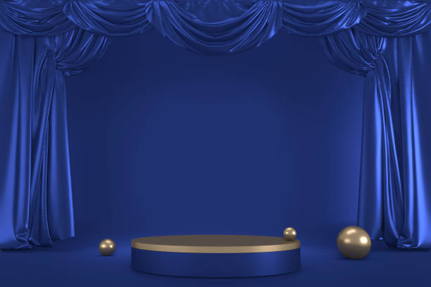 istock pedestal blue on blue background for the presentation . 3D rendering 1329245867