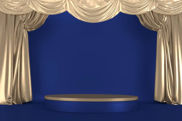 istock Victory blue adstract , podium for cosmetic product. 3d rendering 1329247472