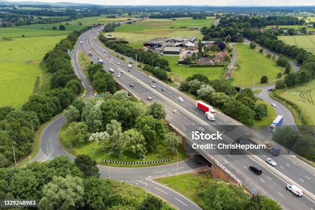 M6 Motorway Staffordshire England Uk Stock Photo - Download Image Now - Highway, UK, Truck