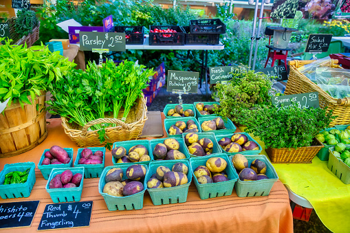 Masquerade potatoes, herbs and other vegetables at the famer's market