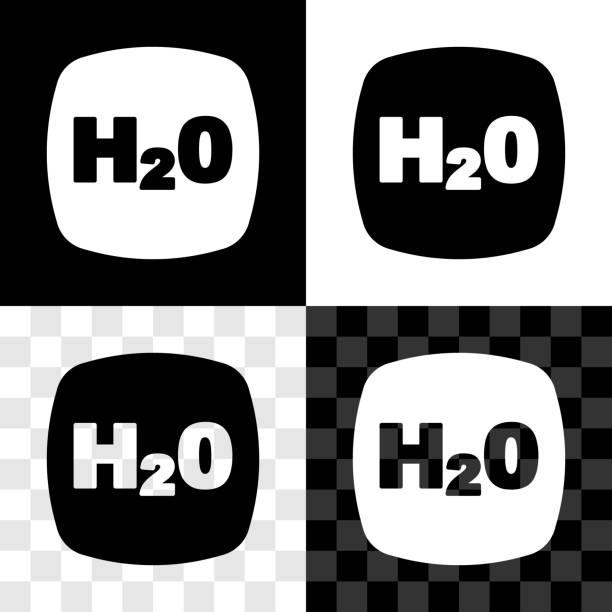 illustrations, cliparts, dessins animés et icônes de définir la formule chimique pour les gouttes d’eau icône en forme de h2o isolée sur fond transparent noir et blanc. vecteur - h shaped