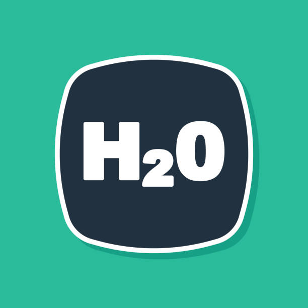 illustrations, cliparts, dessins animés et icônes de formule chimique bleue pour gouttes d’eau icône en forme de h2o isolée sur fond vert. vecteur - h shaped