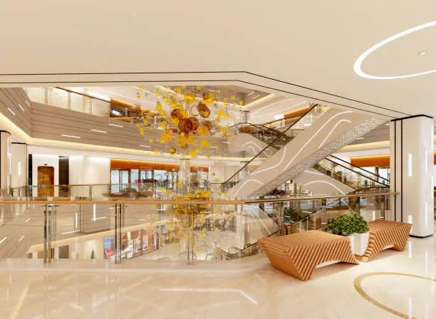 Photo of 3d render of shopping mall interior