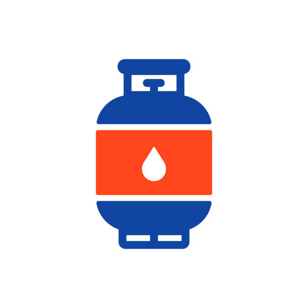ilustrações de stock, clip art, desenhos animados e ícones de propane gas cylinder flat vector glyph icon - botija de gas