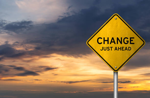 istock Yellow road sign meassag - Change just ahead 1329255911