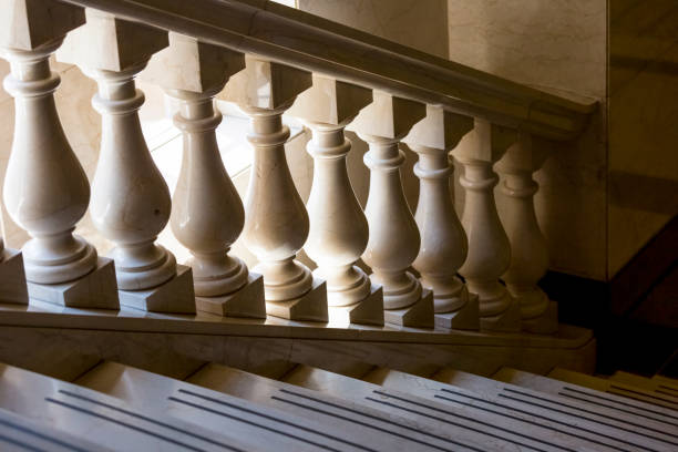 istock Closeup marble balustrade and steps, background with copy space 1329262291