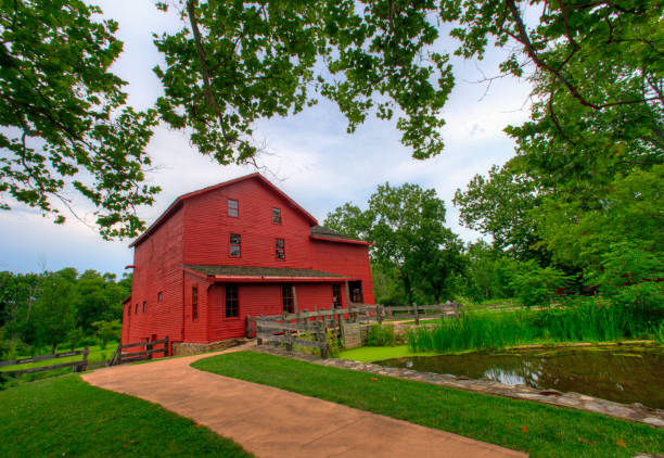 Mill and Mill Pond-Bonnyville Mill-Built 1832-Elkhart County, Indiana Mill and Mill Pond-Bonnyville Mill-Built 1832-Elkhart County, Indiana indiana photos stock pictures, royalty-free photos & images