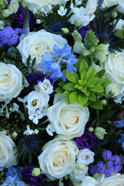 istock White and blue flower arrangement for a wedding 1329267096