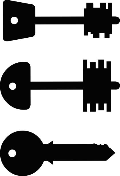 wektorowa ilustracja sylwetki różnych stylów klawiszy - key pattern stock illustrations