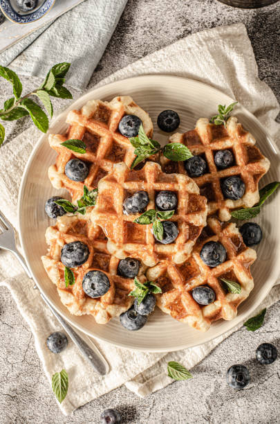 Homemade waffles with berries