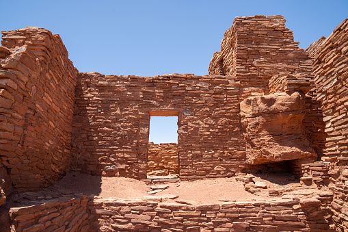 Ancient Indian ruins at Wupatki National Monument in Arizona - largest free standing pueblo