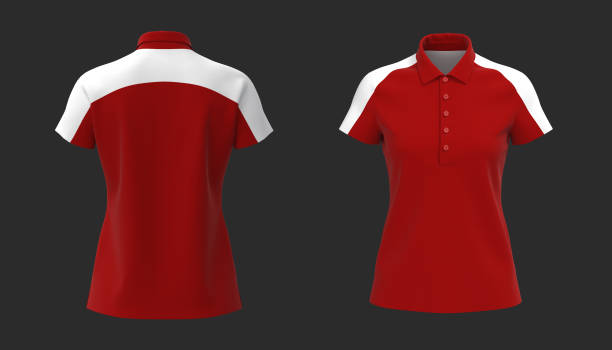istock Blank collared shirt mockup in front and back views 1329282094