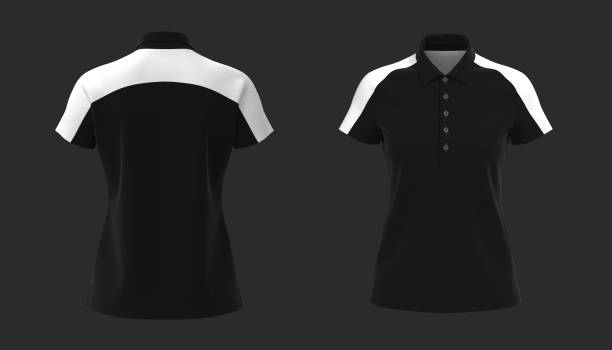istock Blank collared shirt mockup in front and back views 1329282095
