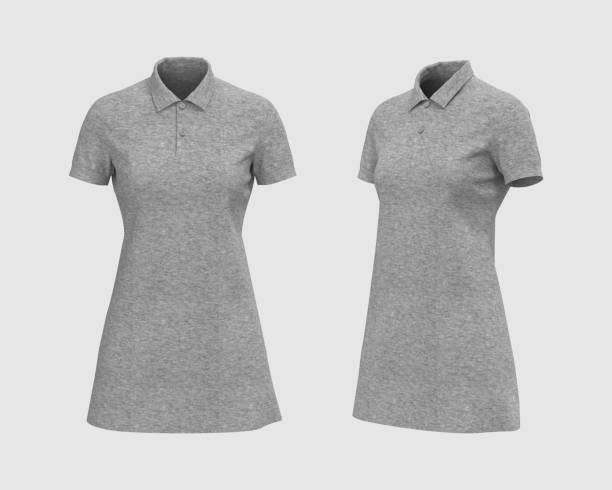 istock Blank collared shirt mockup in front and side views 1329282098