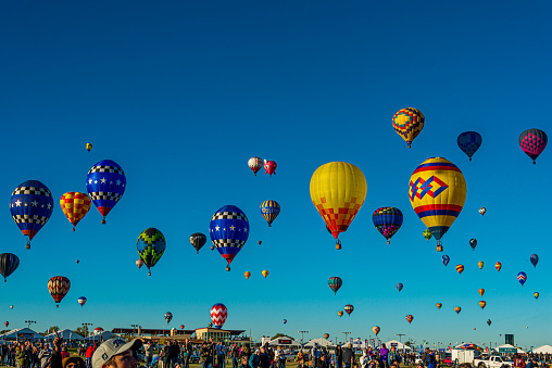 Albuquerque, New Mexico - USA - Oct 5, 2016: Hot air balloon Mass Ascension at the Albuquerque International Balloon Fiesta