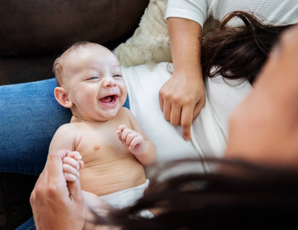 istock View from above of laughing baby boy 1329284954