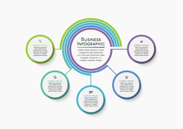 ilustraciones, imágenes clip art, dibujos animados e iconos de stock de círculo empresarial. iconos de infografía de línea de tiempo diseñados para la plantilla de fondo abstracto - número de personas