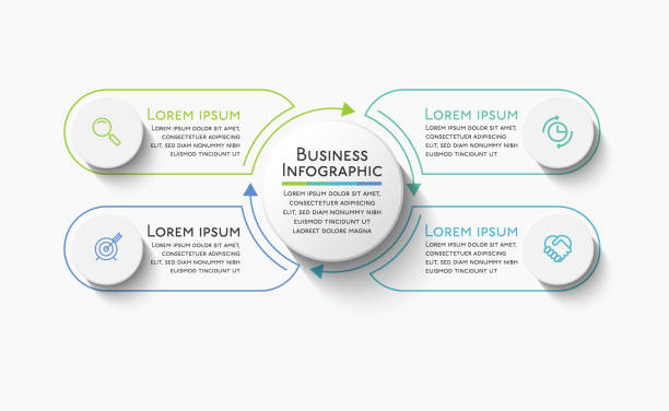 ビジネスサークル。抽象的な背景テンプレート用に設計されたタイムラインインフォグラフィックアイコン - 数字の4点のイラスト素材／クリップアート素材／マンガ素材／アイコン素材