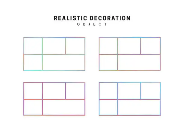 Vector illustration of Set grid, rectangle and square.