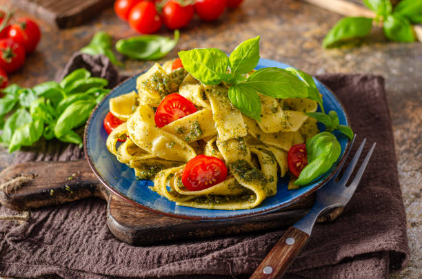 istock Pasta with pesto homemade 1329300514