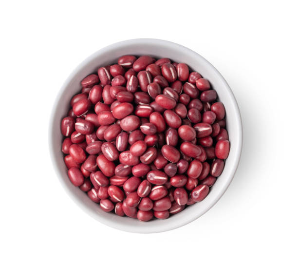 istock Azuki red bean in white bowl on white background 1329302522