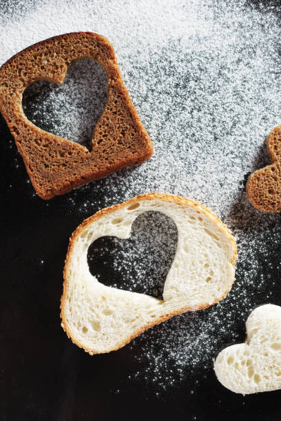 Bread with a heart-shaped cut