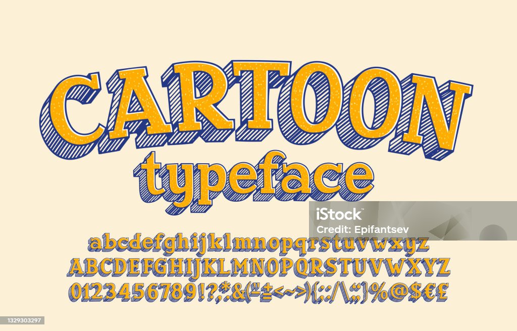 Cartoon Alphabet Font Hand Drawn Uppercase And Lowercase Letters