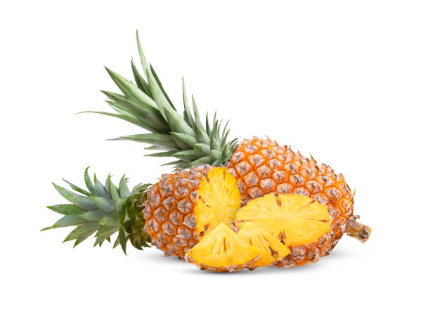 istock pineapple slices isolated on the white 1329304672