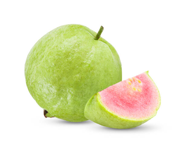 istock Pink Guava fruit isolated on white 1329304931