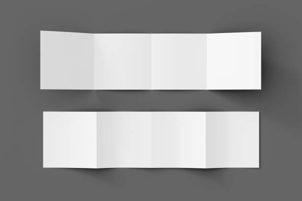 istock Square  double gate fold brochure. Four panels, eight pages blank leaflet. Mock up on gray background for presentation design. Front and back side. 1329304935