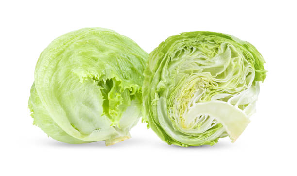 istock Green Iceberg lettuce on White 1329304948