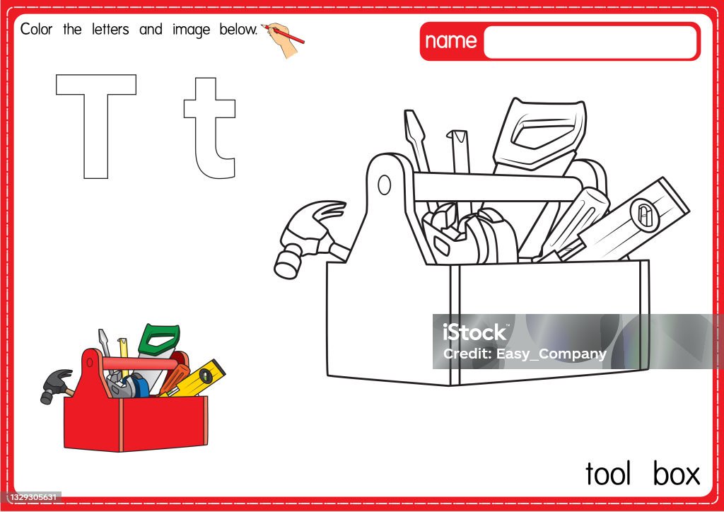 Vector illustration of kids alphabet coloring book page with outlined clip art to color. Letter T for Tool box. Vector illustration of educational alphabet coloring page with cartoon for kids. Uppercase and lowercase letter for coloring, tracing, writing, do-a-dot, sticker, cut and paste, kids learning page. Toolbox stock vector Vector illustration of kids alphabet coloring book page with outlined clip art to color. Letter T for Tool box. Vector illustration of educational alphabet coloring page with cartoon for kids. Uppercase and lowercase letter for coloring, tracing, writing, do-a-dot, sticker, cut and paste, kids learning page. Toolbox stock vector