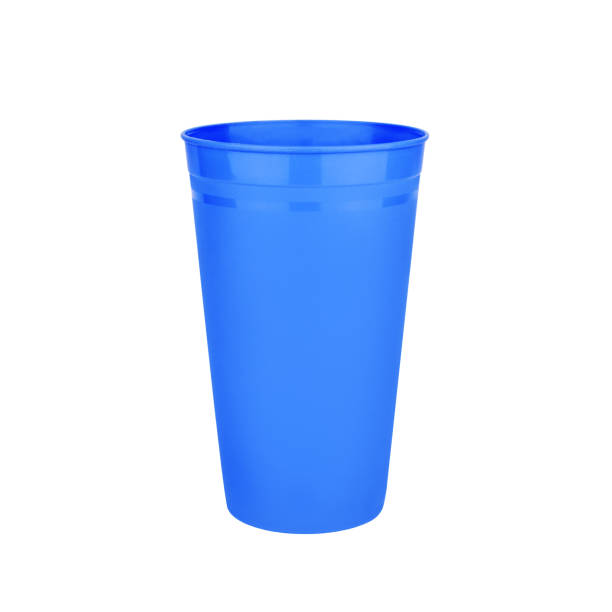 istock Blue empty plastic cup white background isolated closeup, disposable blank drinking glass, beverage, cocktail, cold water, hot coffee mug, tea, fruit juice, tableware design, utensil, container mockup 1329306482