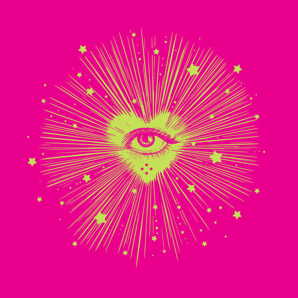 illustrazioni stock, clip art, cartoni animati e icone di tendenza di tutti vedendo l'occhio con cuore e stelle - heart shape exploding pink love