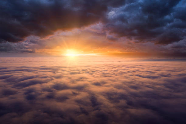 istock Dawn sky, sunbeams and dreams, morning panorama. 1329309833