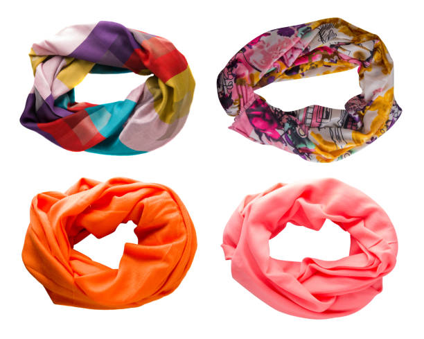 istock scarf summer. multicolored scarf. Scarf top view 1329310972
