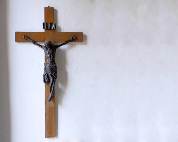 Photo of Crucifix on wall of old church