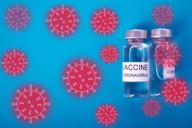 istock covid bacterium icon, protection from coronavirus with vaccination, ampoule with the vaccine is surrounded by a virus 1329312594