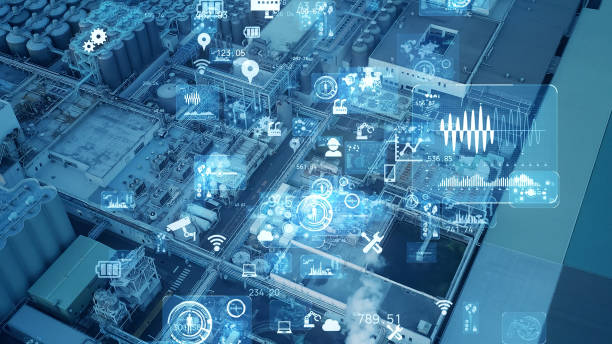 istock Industrial technology concept. Communication network. INDUSTRY 4.0. Factory automation. 1329314707