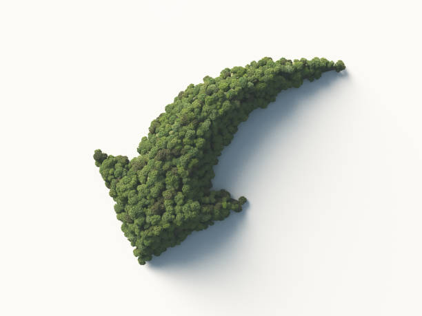 istock A descending symbol made of trees. 3D rendering. 1329316829