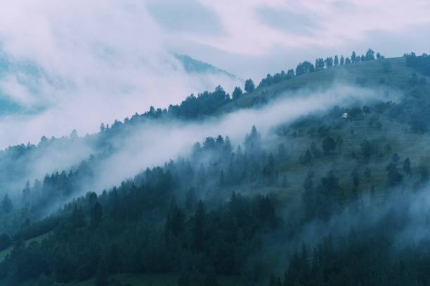 istock Scenic View Of Misty Mountains Against Cloudy Sky 1329322768