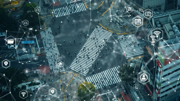 istock Smart city and communication network concept. 5G. IoT (Internet of Things). Telecommunication. 1329327012