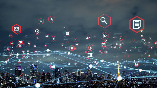 istock Smart city and communication network concept. 5G. IoT (Internet of Things). Telecommunication. 1329327023