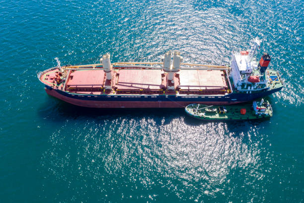 istock Aerial view of freight ship with cargo containers. 1329330901